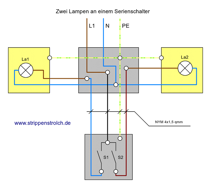 Wechselschaltung Mit Zwei Lampen Und Zwei Schaltern - Wiring Diagram